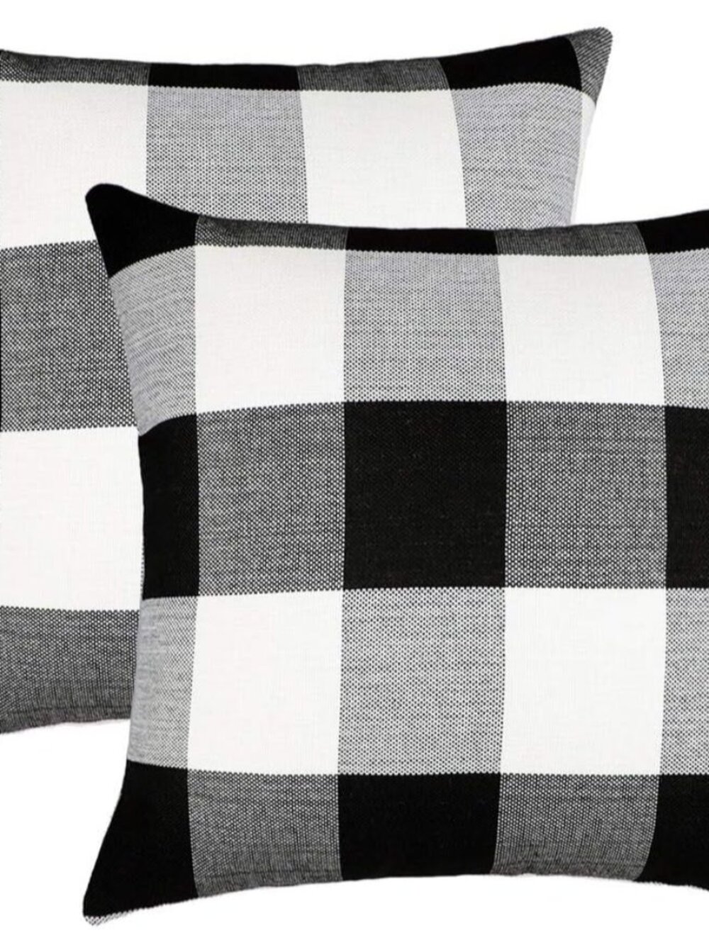 Fall Buffalo Plaid Throw Pillow Covers 18x18 Black and White Set of 2